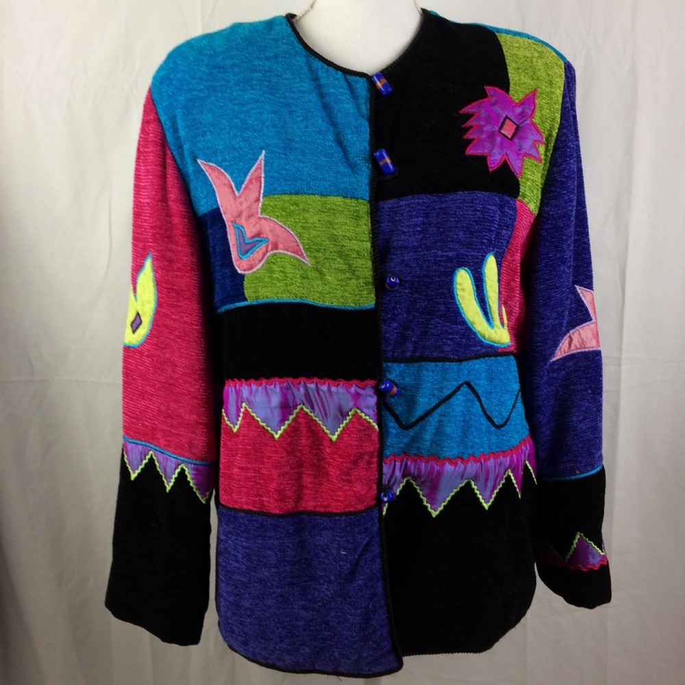 Artsy multi color appliqué jacket